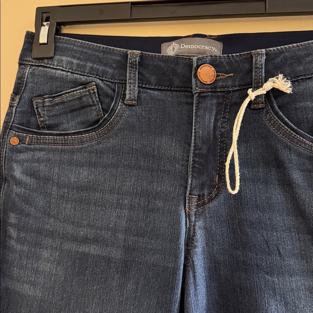 SALE Democracy Ab Technology Distressed Hem Blue Jeans - Picture 3 of 6